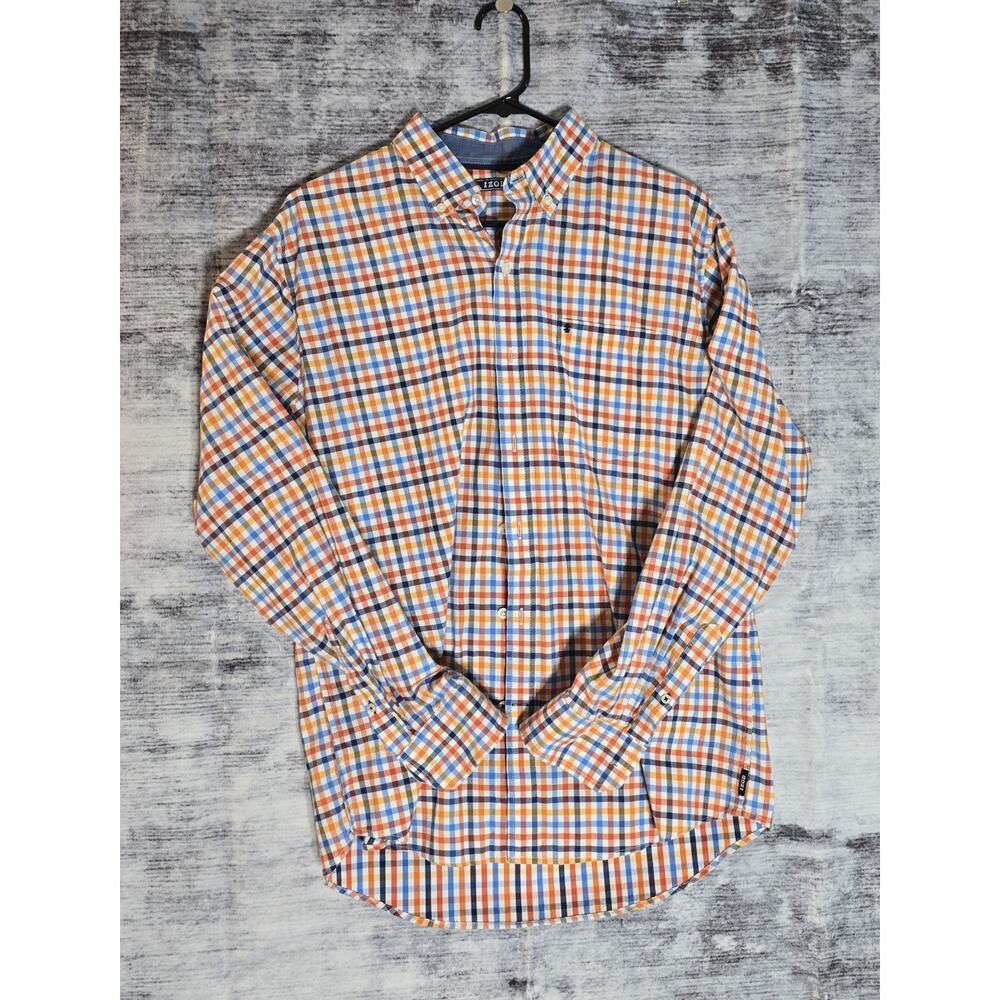 IZOD Men’s L Rainbow Plaid Shirt Button-Up Long Sleeve Multicolor NWT A-3